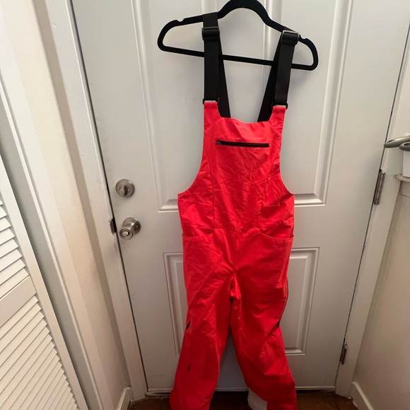 Obermeyer Bright Red/salmon Snow Bib Overalls - Picture 1 of 6